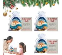 Santa Claus Pocket with Card, Acrylic Santa PocketOrnament, Little Pocket Christmas Hug with Encouragement Cards with Organza Bag, Emotional Support Keepsake for Friends, Family