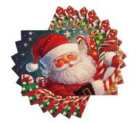 Santa Claus Portrait Placemats Set of 6 45x30cm, Christmas Theme Placemats and Coasters, Dark Red Table Mats Washable Soft Heat Resistant Place Mats for Xmas Holiday Dining Room Table Mat Home Decor