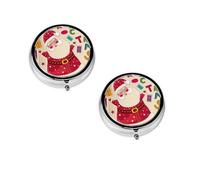 Santa Claus Print Pill Box, Round Pill Organizer, 3 Compartment Small Pill Case for Purse & Pocket, Portable Medicine Box, Travel Pill Case