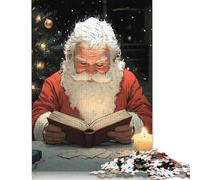 Santa Claus Reading by Candlelight Christmas Puzzle Jigsaws 500 Pieces for Adults Wood Puzzles Wooden Puzzles Educational Game Challenge Toy 500pcs (52x38cm)