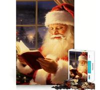 Santa Claus Reading by The Christmas Tree 1000 Piece Jigsaw Puzzles for Adults Jigsaw Recall Boost Mental Relax Smooth Cut Birthday Gift (38x26cm)