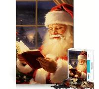 Santa Claus Reading by The Christmas Tree 1000 Piece Jigsaws for Teenagers Puzzle Smart Game Group Play Image Assembly Wall Art Decor (38x52cm)