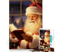Santa Claus Reading by The Christmas Tree Jigsaw Puzzles for Teenagers 1000 Piece Boost Memory Serene Time Premium Cut Birthday Gift (50x75cm)