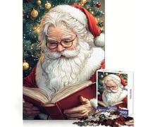 Santa Claus Reading Christmas Funny Jigsaw Puzzles 1000 Pieces for Adults Boost Memory Peaceful Fun Premium Cut Memorable Gift (38x52cm)