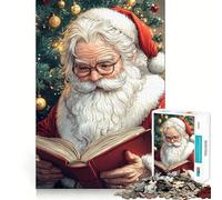 Santa Claus Reading Christmas Funny Jigsaw Puzzles 1000 Pieces for Adults Strengthen Recall Calm Mind Quality Edge Warm Surprise (50x75cm)