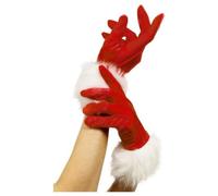 Santa Claus Red Christmas Ladies Fancy Dress Gloves