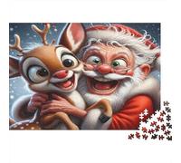 Santa Claus Reindeer Joy Recycled Paper for Adults: Santa & Reindeer Hug Educational Game Decompression 1000 Pieces 70x50cm/1000pcs