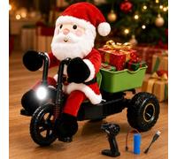 Santa Claus Remote Control Tricycle, 2.4GHz, LED Lights,USB Charging Hand-Controlled, Christmas Theme