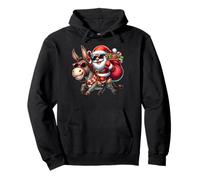 Santa Claus Riding a Donkey Funny Christmas Boys Girls Kids Pullover Hoodie