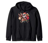 Santa Claus Riding a Donkey Funny Christmas Boys Girls Kids Zip Hoodie