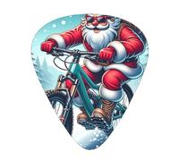 Santa-Claus-Riding-Bike 12 Pack Guitar Picks With 3 Thicknesses And Storage Box, Abs Plectrums For Electric Bass Guitar Players