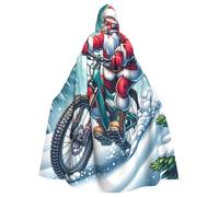 Santa-Claus-Riding-Bike Adult Witch Hooded Cape, Halloween Costume Hooded Cloak