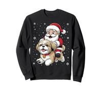 Santa Claus Riding Shih Tzu Dog Christmas Matching PJs Sweatshirt
