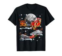 Santa Claus Riding Trains Sleigh Christmas Train Driver Tee T-Shirt