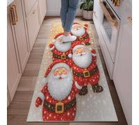 Santa Claus Runner Rug, Christmas Festive Snowflakes Stars Xmas Red Non-Slip Aesthetic Rectangle Home Floor Carpet for Kitchen Bedside Entryway Hallway Decor 2x6 Ft