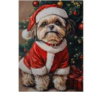 Santa Claus Shih Tzu Jigsaw Puzzle 1000 Pieces for Adults - Cozy Xmas for Pet-Loving Family in Christmas