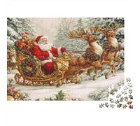 Santa Claus Sleigh 1000 Piece Recycled Cardboard Christmas Festive Illustration Puzzle, Concentration Training, Personalised Gift, Wall Decor & After-School Fun 70x50cm/1000pcs