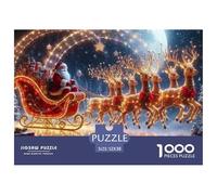 Santa Claus Sleigh Puzzle for Adults 1000 Pieces - Santa’s Sleigh Flying over Town at Night Challenging Game Toys Gift for Home Wall Decoration Great Gift Idea52x38cm/1000pcs