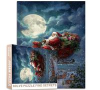 Santa Claus Sleigh Ride 1000 Pc Puzzle Full Moon Snow Scene 27x20 Inch Adult Challenging Family Game Home Decor Gift