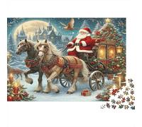 Santa Claus Sleigh Ride 1000 Pieces Puzzles Beautiful View Santa Horse Carriage Ride Home Decoration Decompression Jigsaw for Men And Women Challenging Puzzles Jigsaw Puzzles 52x38cm/1000pcs