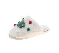 Santa Claus Slippers for Men and Women - Slippers Women's Plush Cute Mules Funny Slippers Non-Slip House Slippers Warm Plush Slippers Comfortable Floor Shoes Hut Shoes, White, 8 UK