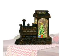 Santa Claus Snow Globe - 6" Illuminated Christmas Train Ornament, Battery Operated Snowmen Festival Decor, Swirling Glitter Winter Village Scene | Holiday Table Top for Home Office