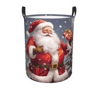 Santa Claus Snow Secenry - Circular Laundry Basket â€“ Waterproof, Lightweight, And Durability With Handles | Collapsible Laundry Hamper For Home Décor And Versatile Storage
