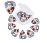 Santa Claus Snow Secenry Print Guitar Picks 12 Pack Guitar Plectrums with Storage Box Bass Picks For Acoustic Guitar Bass Electric Ukulele Includes 0.46mm, 0.71mm, 0.96mm