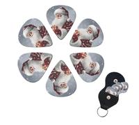 Santa Claus Snow Secenry Print Guitar Picks 6 Pack Guitar Plectrums with Pick Holders Bass Picks For Acoustic Guitar Bass Electric Ukulele Includes 0.46mm, 0.71mm, 0.96mm