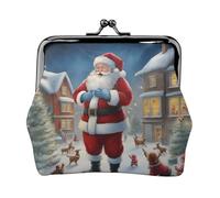 Santa Claus Snow Secenry small wallets woman,wallets for women,coin purse for women,small womens wallet,with zipper and kiss lock, Black, One Size, Art Deco