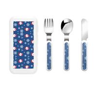 Santa Claus,Snowflake Three-Piece Set of Children's Cutlery-Safe and Durable Plastic Pp+430 Stainless Steel, Suitable for Kindergartens, Picnics, Birthday Parties and Other Scenes.