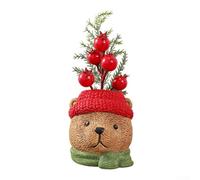 Santa Claus, snowman, and bear resin Christmas decor for indoor display, crafted for shelves, mantels, and tabletops during the holiday season (The Little Bear)