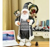 Santa Claus Standing Figure Plush Handmade Doll Novelty Xmas Decor Home Ornaments Indoor Decorations 40cm