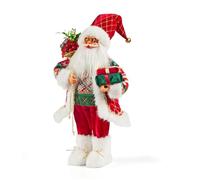 Santa Claus Standing Figure/Traditional Christmas Decoration with Festive Outfit & Gift Sack/Large or Medium Size (Medium)
