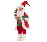 Santa Claus Standing Figure/Traditional Christmas Decoration with Festive Outfit & Gift Sack/Large or Medium Size (Large)