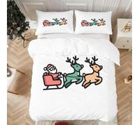 Santa Claus Super King Duvet Cover - 3 Pcs Reindeer Sleigh Kids Bedding Set, Christmas Decorations Reversible Soft Microfibre Quilt Covers & 2 Pillowcases a&-5