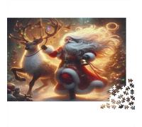 Santa Claus Thick Paper Santa Dancing with Reindeer in Snow Jigsaw Puzzle Bundle for Seniors Brain Training Secret Santa Gift 70x50cm/1000pcs