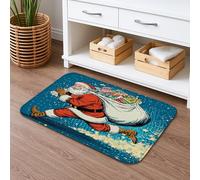 Santa Claus Vintage Quick Dry Bath Mat, Retro Christmas Decorations Non Slip Shower Mat, Holiday Flannel Washable Bath Rugs for Bathroom Toilet Restroom 16x24 Inch
