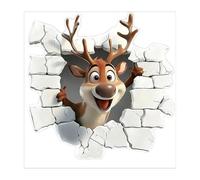 Santa Claus Wall Decal,3D Santa Claus Broken Wall Cartoon Design Christmas Decals,Christmas Window Stickers Decorations,Xmas Cartoon Santa Sticker for Home,Living Room,Bedroom,Office & School (H)