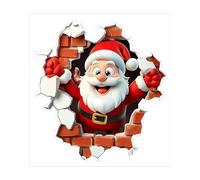 Santa Claus Wall Decal,3D Santa Claus Broken Wall Cartoon Design Christmas Decals,Christmas Window Stickers Decorations,Xmas Cartoon Santa Sticker for Home,Living Room,Bedroom,Office & School (G)