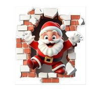 Santa Claus Wall Decal,3D Santa Claus Broken Wall Cartoon Design Christmas Decals,Christmas Window Stickers Decorations,Xmas Cartoon Santa Sticker for Home,Living Room,Bedroom,Office & School (F)
