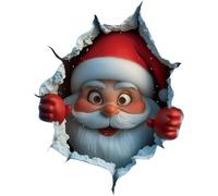 Santa Claus Wall Sticker, Christmas Self-Adhesive Wall Sticker with 3D Wall-Breaking Effect, 2026 Christmas Toilet Stickers Decoration for Xmas Party Kitchen Living Room Bathroom