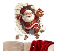 Santa Claus Wall Sticker, Santa Brick Wall Breakthrough Sticker - Living Room Sticker | For Home Party Living Room Bedroom Bathroom Kitchen Office