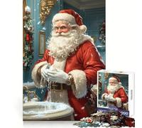 Santa Claus Washing Hands Jigsaw Puzzle for Teenagers 1000 Pieces Boost Recall Tension Relief Tight Edge Fine Art Piece (38x52cm)