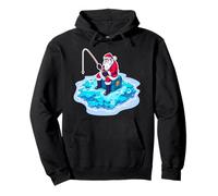 Santa Claus Winter Fishing Ice Jolly Holiday North Pole Pullover Hoodie