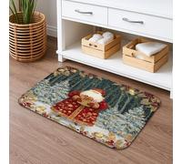 Santa Claus Winter Quick Dry Bath Mat, Festive Red Green Pattern Absorbent Non Slip Shower Mat, Cozy Flannel Washable Bath Rugs Decorative 20x32 Inch