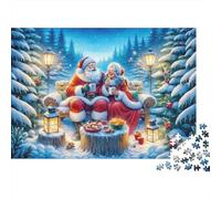 Santa Claus Winter Scene 1000 Pc Sturdy Cardboard Classic Jigsaw Puzzle for Adults, Impossible Hard Challenge, Decompression, Ultimate Relaxation Gift 70x50cm/1000pcs