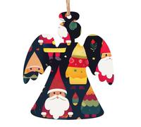 Santa Claus with a long hat Wooden Ornament Pendant Angel Shape 2 PCS for Tree, Wall and Door Decor - Vintage Style