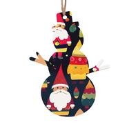 Santa Claus with a long hat Wooden Ornament Pendant Snowman Shape 2 PCS for Tree, Wall and Door Decor - Vintage Style