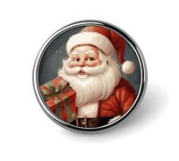 Santa Claus with Box Round Badge Brooch Lightweight Lapel Tie Pins Unique Gifts Metal Brooch Badge For Hat Shirt Clothing Bags Decoration